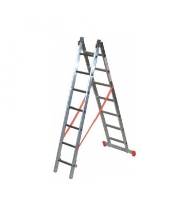 FACAL 2X 7 GENIA Scala trasformabile a due rampe Genia Chiusa 245 cm - Aperta 382 cm - a cavalletto 222 cm portata 150 Kg EN1...