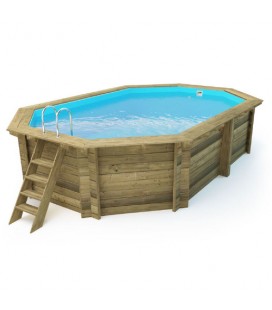 Esterni da Vivere Piscina Ottagonale 486 x 336 cm, Pino, piscina fuori terra in legno