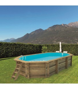 Esterni da Vivere Piscina Ottagonale 657 x 407 cm, Pino, piscina fuori terra in legno