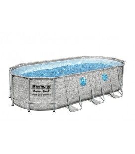 Bestway Power 56716 Steel Piscina Ovale mis. 549 x 274 X 122cm - colore effetto rattan esterno e stampa